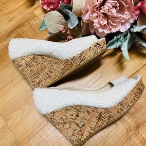 White Cream Open Toe Wedges